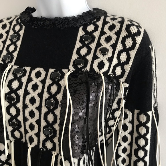 Glam Patchwork Italian Wool Blend Winter Sweater - Picture 4 of 16